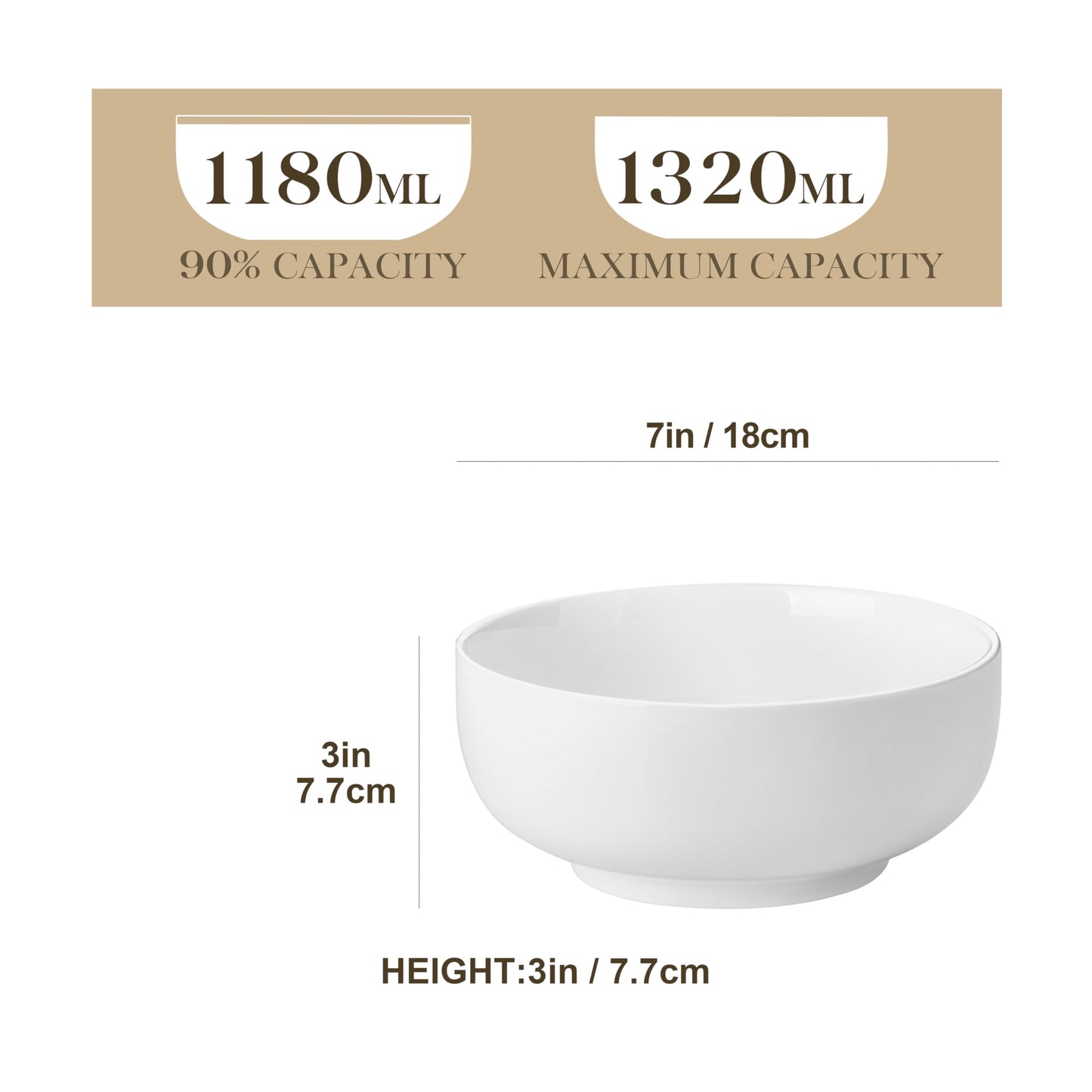 MALACASA Porcelain Serving Bowls Set, Series REGULAR