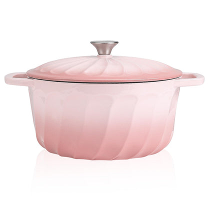 Enameled Cast Iron Dutch Oven with Lid and Dual Handles for Cooking