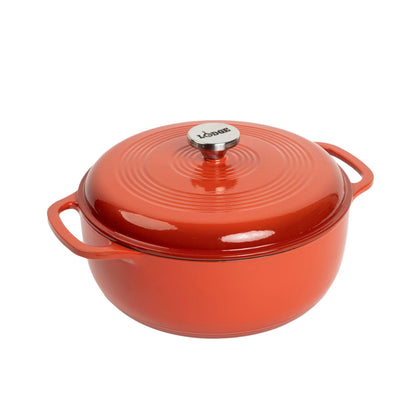 6-Quart Enamel Cast Iron Dutch Oven with Moisture-Sealing Lid for Cooking