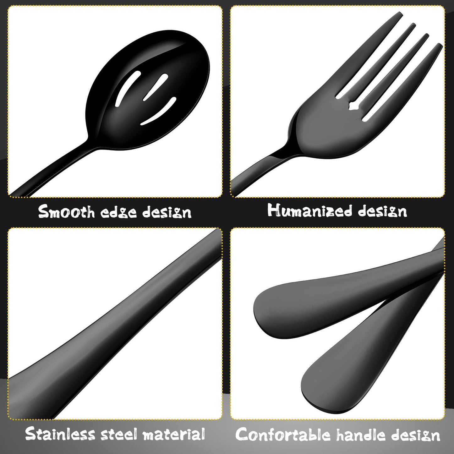 30-Piece Stainless Steel Serving Utensils Set with Spoons, Forks & Tongs