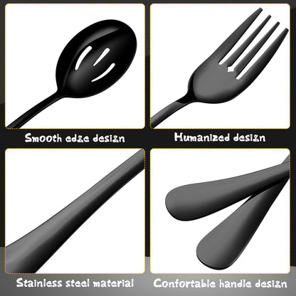 30-Piece Stainless Steel Serving Utensils Set with Spoons, Forks & Tongs