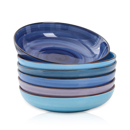 Porcelain Salad Pasta Bowls with Wide Shallow Design for Serving