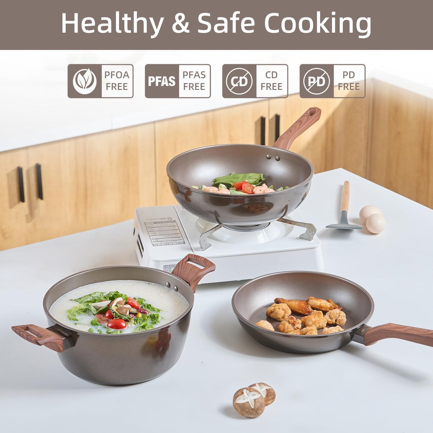 12-Piece Nonstick Pots & Pans Set with Frying Pan & Steamer