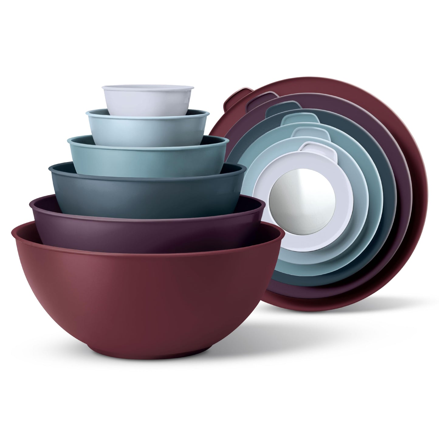 12-Piece Nesting Mixing Bowl Set with Lids for Food Prep & Storage