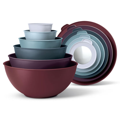 12-Piece Nesting Mixing Bowl Set with Lids for Food Prep & Storage