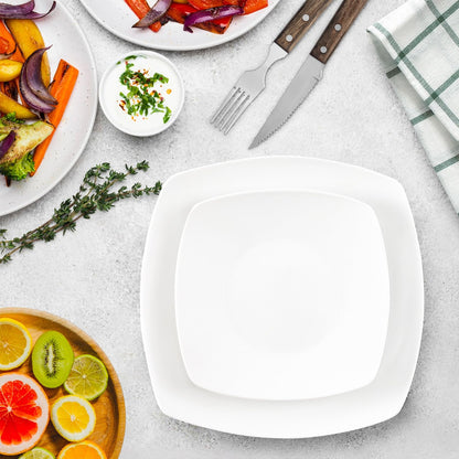 Dinnerware Set with Chip Resistant Plates and Bowls for Everyday Dining