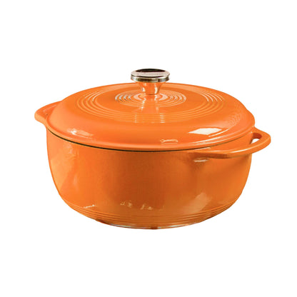 6-Quart Enamel Cast Iron Dutch Oven with Moisture-Sealing Lid for Cooking