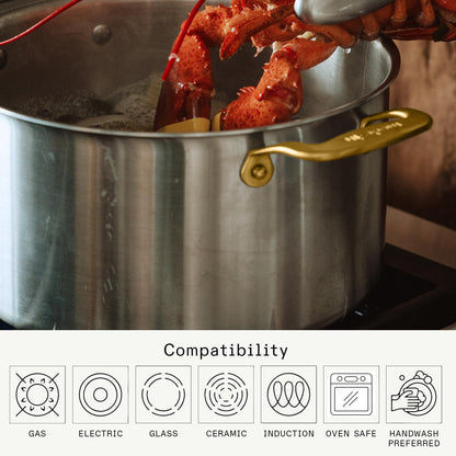5-Ply Stainless Steel Stock Pot with Lid for Induction Cooking