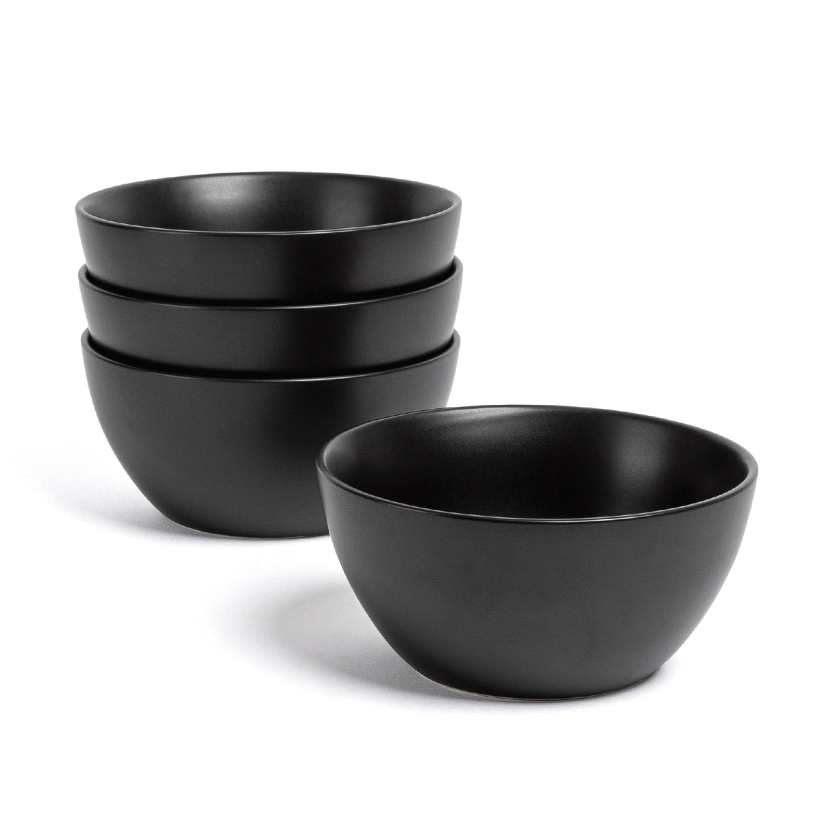 4-Piece Stoneware Bowl Set with Coupe Design for Dining & Cereal