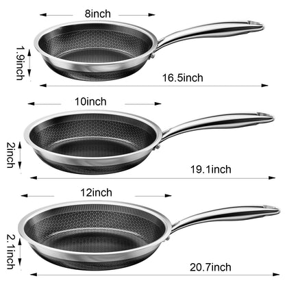 10-Inch Stainless Steel Nonstick Frying Pan with Glass Lid