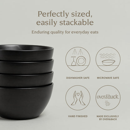 4-Piece Stoneware Bowl Set with Coupe Design for Dining & Cereal