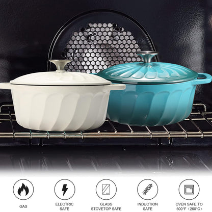 Enameled Cast Iron Dutch Oven with Lid and Dual Handles for Cooking
