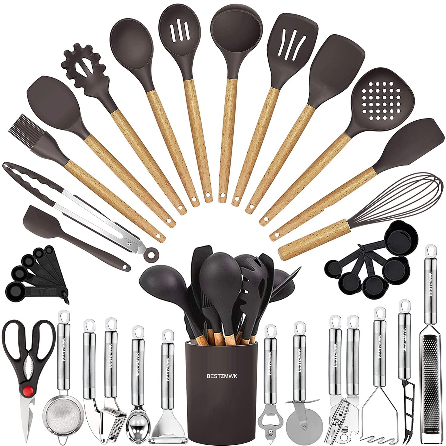 35-Piece Silicone Kitchen Utensils Set with Tongs, Spatulas & Gadgets