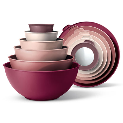 12-Piece Nesting Mixing Bowl Set with Lids for Food Prep & Storage