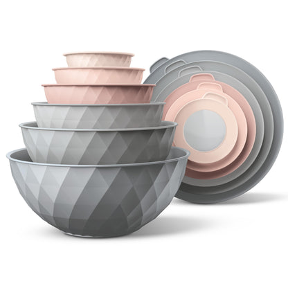 12-Piece Nesting Mixing Bowl Set with Lids for Food Prep & Storage