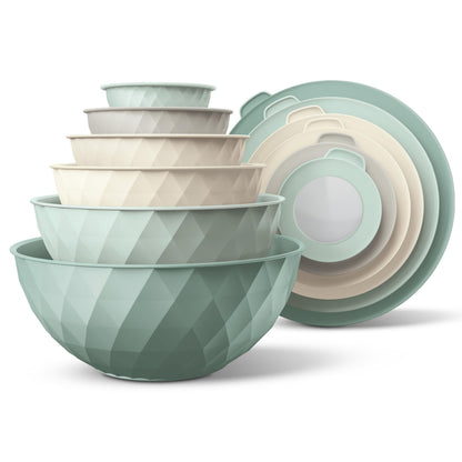 12-Piece Nesting Mixing Bowl Set with Lids for Food Prep & Storage