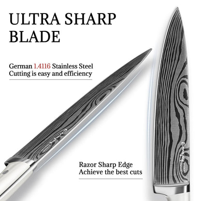 18-Piece German Stainless Steel Kitchen Knife Set with Wooden Block