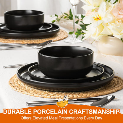 12-Piece Stoneware Dinnerware Set with Plates and Bowls for 4
