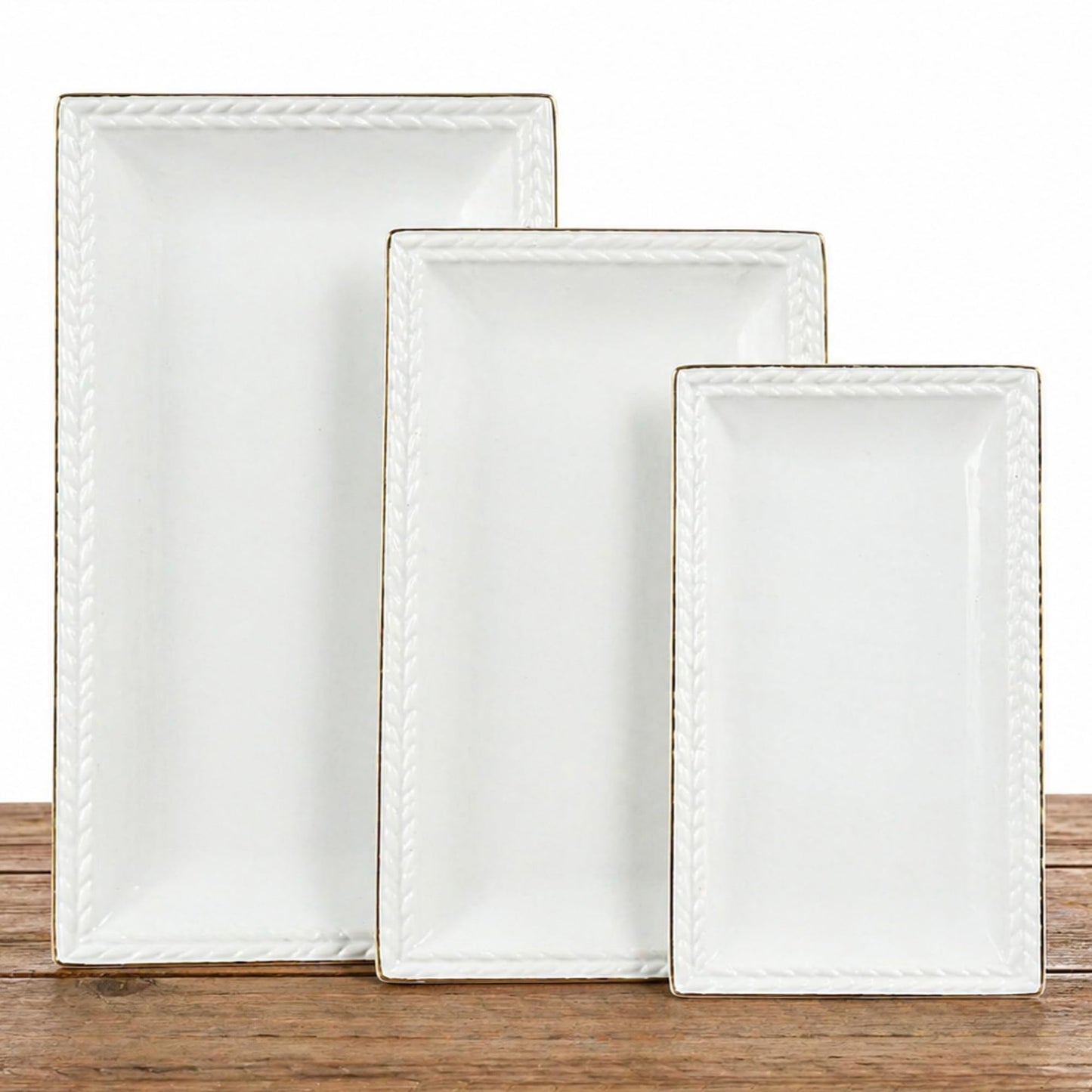 Set of 3 Ceramic Oval Serving Platters for Parties and Entertaining