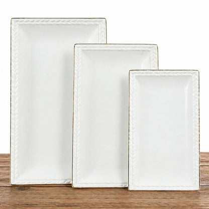 Set of 3 Ceramic Oval Serving Platters for Parties and Entertaining