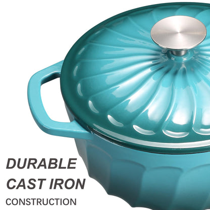 Enameled Cast Iron Dutch Oven with Lid and Dual Handles for Cooking