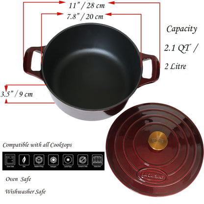 La Cuisine Premium Enameled Cast Iron Cookware,Dutch Oven, Casserole. Pan.