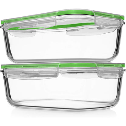 Razab 4 PC 1860ml / 63 Oz / 8 Cups Large Glass Food Storage Containers with Lids - Glass Meal Prep Containers for Roasting & Storing Leftover, Lunch Container with Lids, Microwave & Oven Safe