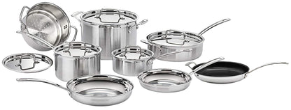 Cuisinart Piece Cookware Set, MultiClad Pro Triple Ply, Silver