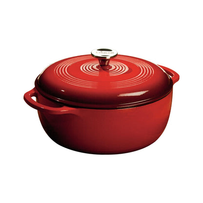 6-Quart Enamel Cast Iron Dutch Oven with Moisture-Sealing Lid for Cooking
