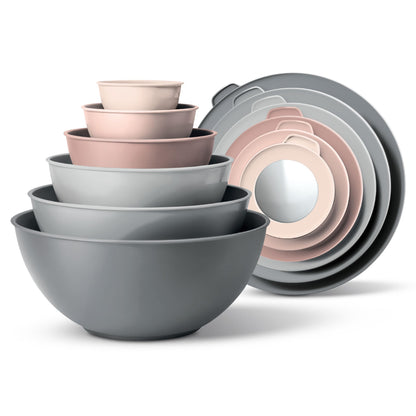12-Piece Nesting Mixing Bowl Set with Lids for Food Prep & Storage