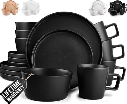 Dinnerware Set with Chip Resistant Plates and Bowls for Everyday Dining