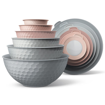 12-Piece Nesting Mixing Bowl Set with Lids for Food Prep & Storage