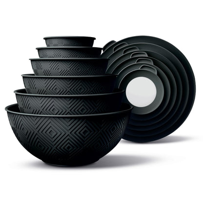 12-Piece Nesting Mixing Bowl Set with Lids for Food Prep & Storage