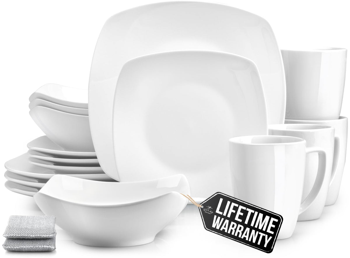Dinnerware Set with Chip Resistant Plates and Bowls for Everyday Dining