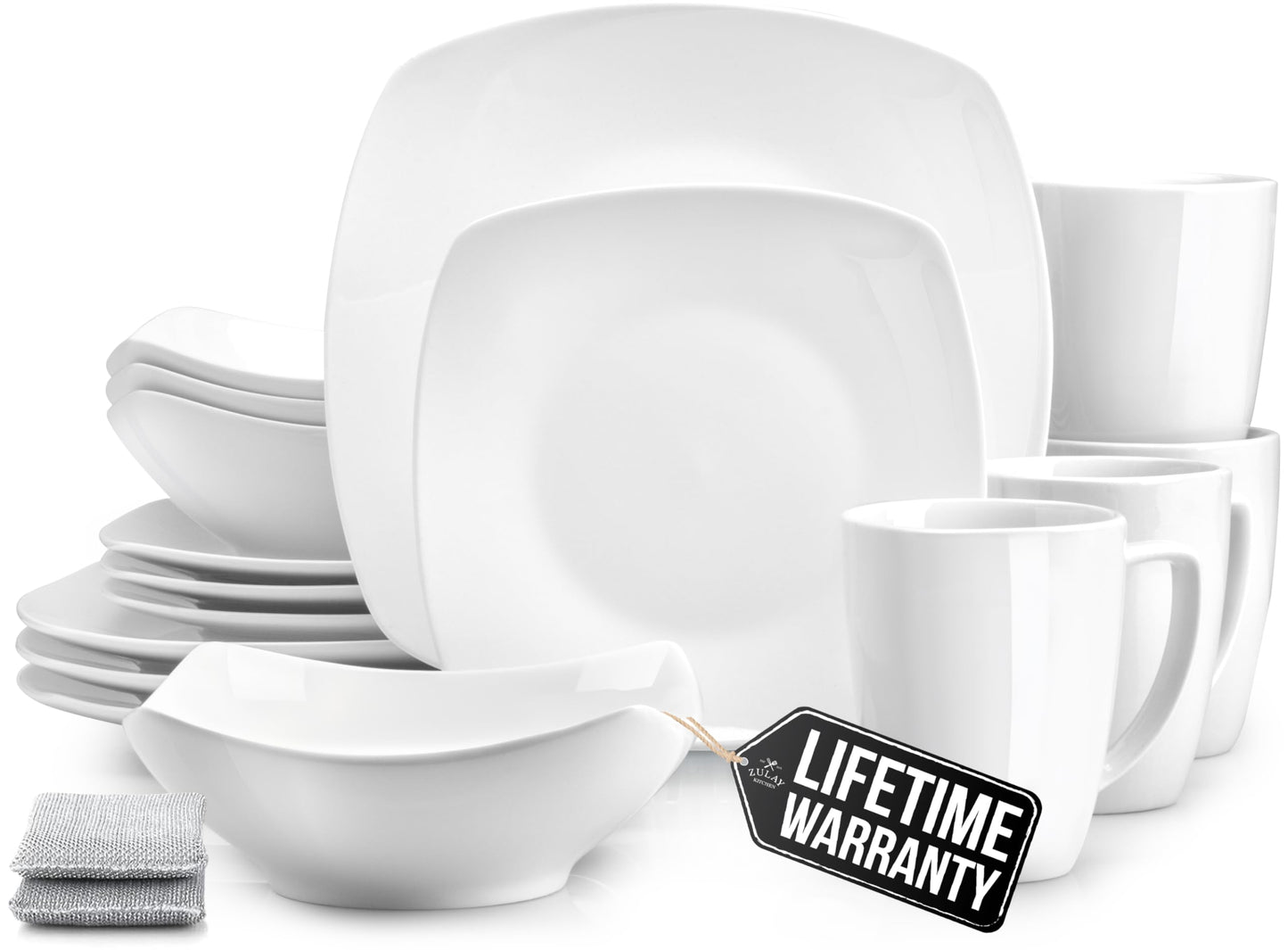 Dinnerware Set with Chip Resistant Plates and Bowls for Everyday Dining