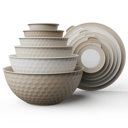 12-Piece Nesting Mixing Bowl Set with Lids for Food Prep & Storage