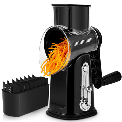 Rotary Cheese Grater with 5 Blades and Suction Base for Food Prep