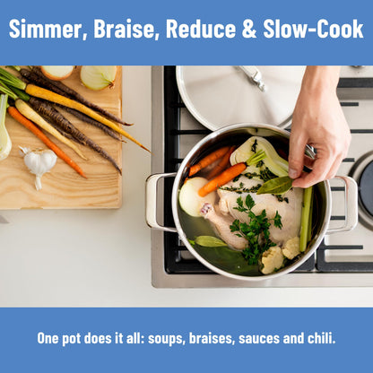 Stainless Steel Stock Pot with Lid for Soup, Stew & Cooking