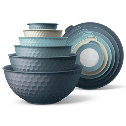 12-Piece Nesting Mixing Bowl Set with Lids for Food Prep & Storage