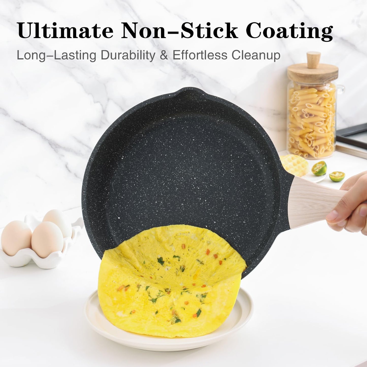 3-Piece Nonstick Frying Pan Set for Induction Cooking