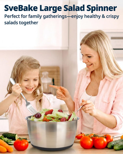 6.34Qt Stainless Steel Salad Spinner with Drain and Non-Slip Base