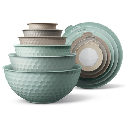 12-Piece Nesting Mixing Bowl Set with Lids for Food Prep & Storage