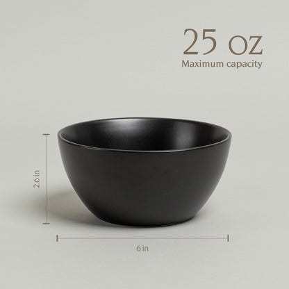 4-Piece Stoneware Bowl Set with Coupe Design for Dining & Cereal