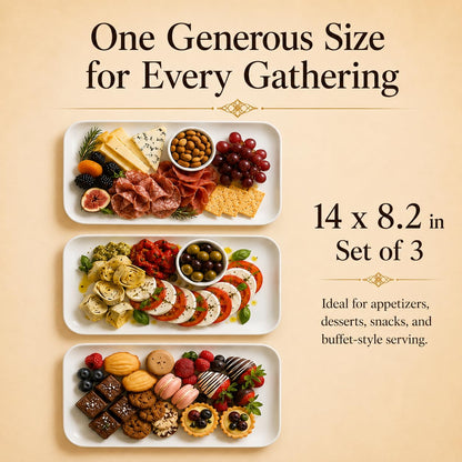 14-Inch Porcelain Serving Platter Set of 3 for Entertaining & Dining