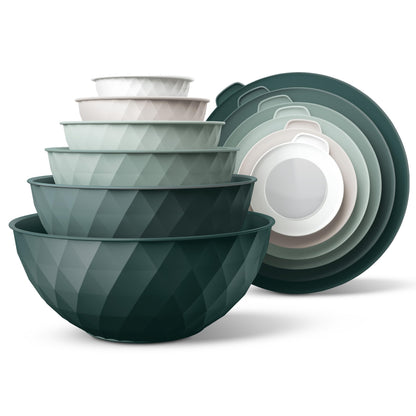 12-Piece Nesting Mixing Bowl Set with Lids for Food Prep & Storage