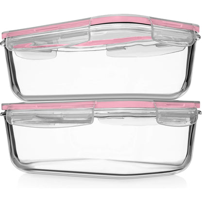 Razab 4 PC 1860ml / 63 Oz / 8 Cups Large Glass Food Storage Containers with Lids - Glass Meal Prep Containers for Roasting & Storing Leftover, Lunch Container with Lids, Microwave & Oven Safe