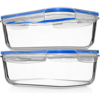 Razab 4 PC 1860ml / 63 Oz / 8 Cups Large Glass Food Storage Containers with Lids - Glass Meal Prep Containers for Roasting & Storing Leftover, Lunch Container with Lids, Microwave & Oven Safe