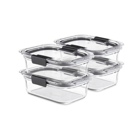 Rubbermaid Brilliance Glass Food Storage Containers, Assorted Sizes, Set of 9, BPA-Free, Leak-Proof, Clear