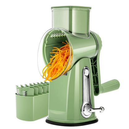 Rotary Cheese Grater with 5 Blades and Suction Base for Food Prep