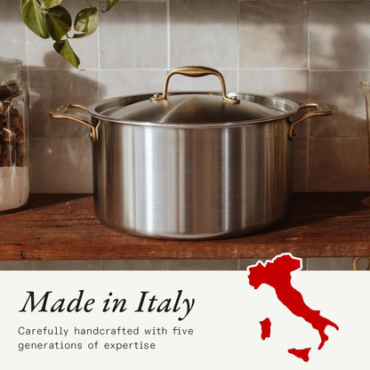 5-Ply Stainless Steel Stock Pot with Lid for Induction Cooking